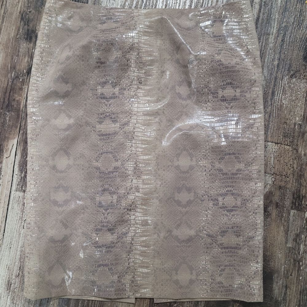 Worth Womens Skirt Size 6 Beige Snakeskin Lined Side Zipper